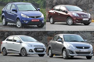 Tata Zest vs Maruti Dzire vs Honda Amaze vs Hyundai Xcent comparison